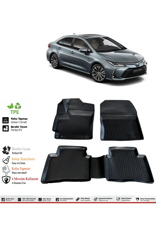 İzoref Toyota Corolla 2021 Model 4D Havuzlu Paspas ürün görseli 1