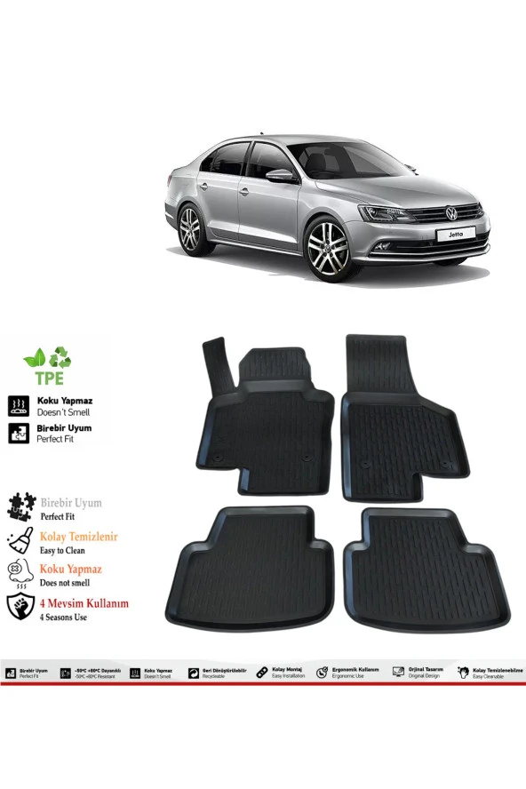 İzoref Volkswagen Jetta 2017 Model 4D Havuzlu Paspas ürün görseli 1