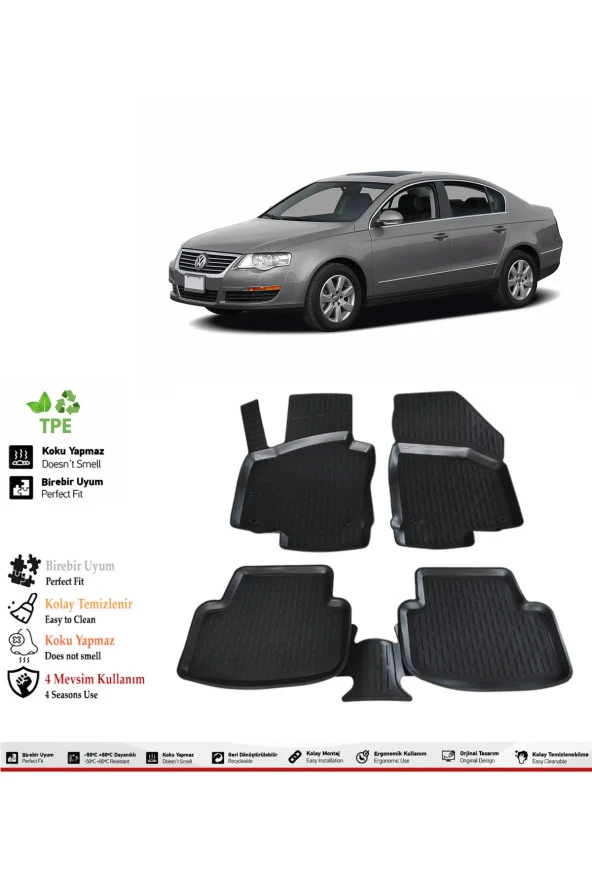 İzoref Volkswagen Passat B6 2005 Model 4D Havuzlu Paspas ürün görseli 1