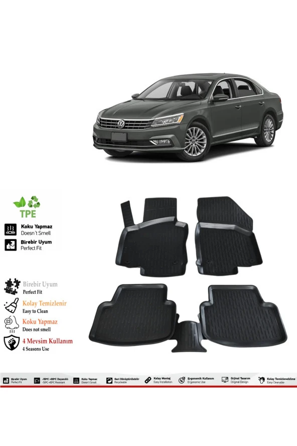 İzoref Volkswagen Passat B7 2011 Model 4D Havuzlu Paspas ürün görseli 1