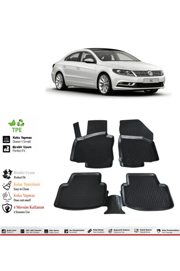 İzoref Volkswagen Passat CC 2017 Model 4D Havuzlu Paspas ürün görseli 1