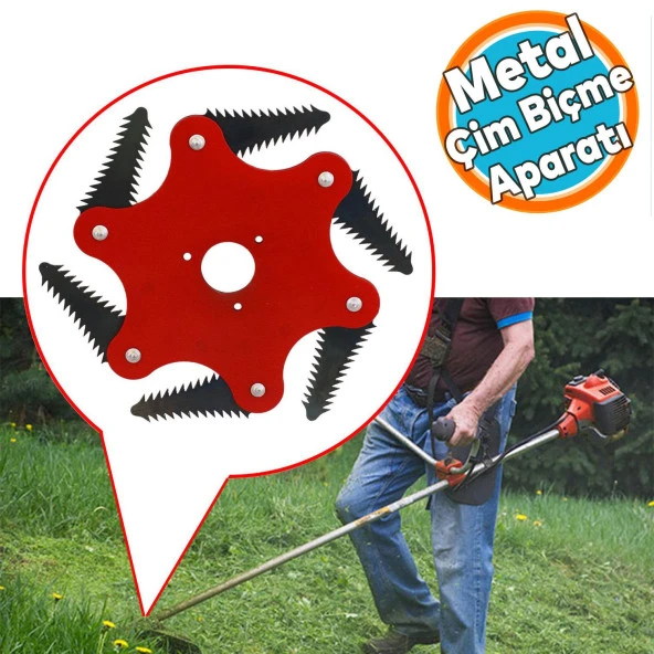 Benzinli Tırpan Metal Çim Çayır Biçme Kesme Aparatı 6 Kollu Testere Dişli Bıçkı Ahtapot Yedek Bıçak ürün görseli 1