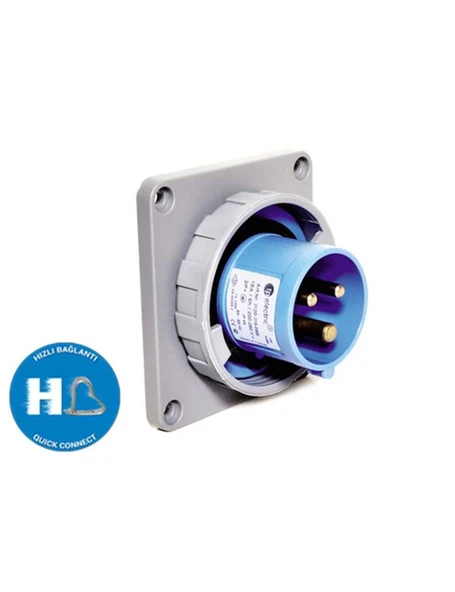 Tp Electric 3025-320-0900 3X32A CEE Norm Düz Makine Fişi 83X90 Hızlı Bağlantı IP67 ürün görseli 1