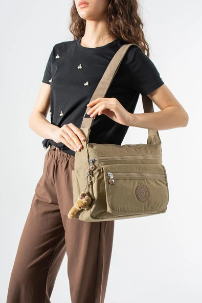 571 collections Çapraz Askılı Ultra Hafif Çok Cepli Bayan Omuz Çantası Taba (Model: 571-6B) ürün görseli 1