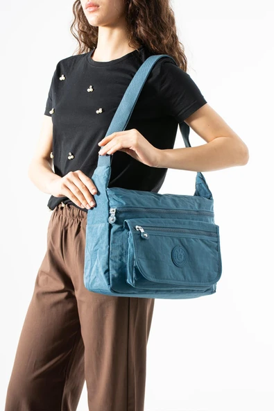 571 collections Çapraz Askılı Ultra Hafif Çok Cepli Bayan Omuz Çantası Mavi (Model: 571-6B) ürün görseli 1