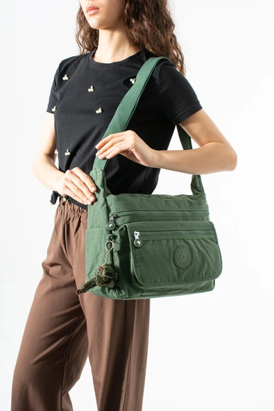 571 collections Çapraz Askılı Ultra Hafif Çok Cepli Bayan Omuz Çantası Yeşil (Model: 571-6B) ürün görseli 1