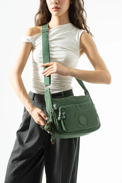 571 collections Çapraz Askılı Ultra Hafif Çok Cepli Bayan Omuz Çantası Yeşil (Model: 571-6A) ürün görseli 1