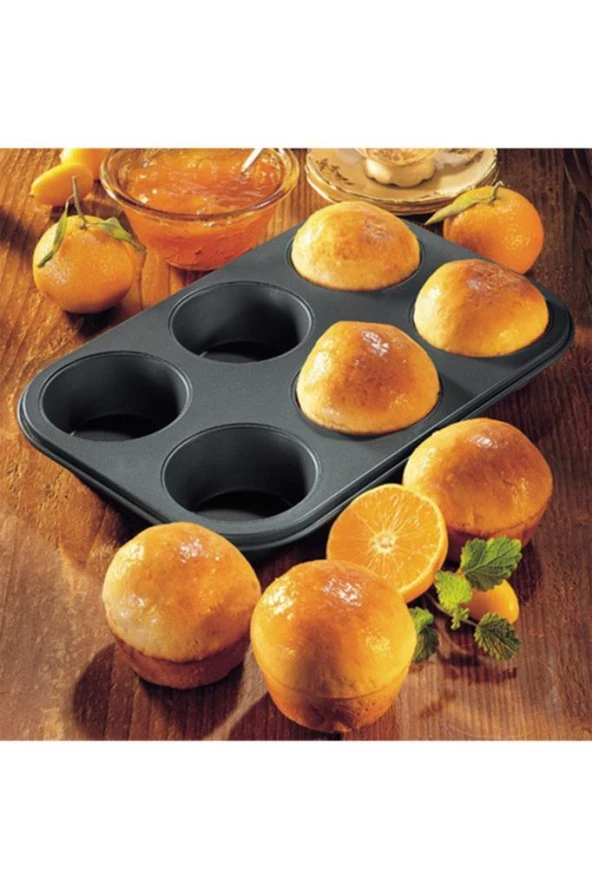 Teflon Yanmaz Yapışmaz 6lı Muffin Cupcake Kek Kalıbı ürün görseli 1