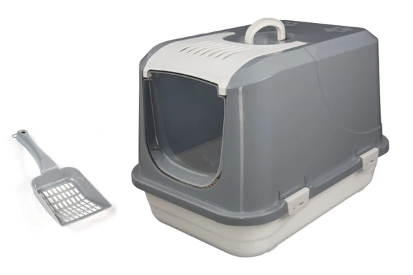 XXL Dev Boy Kapalı Kedi Tuvaleti Lüx Koku Filtreli , Kürekli Ve Elekli Basamak 45x68x45 Cm ürün görseli 1