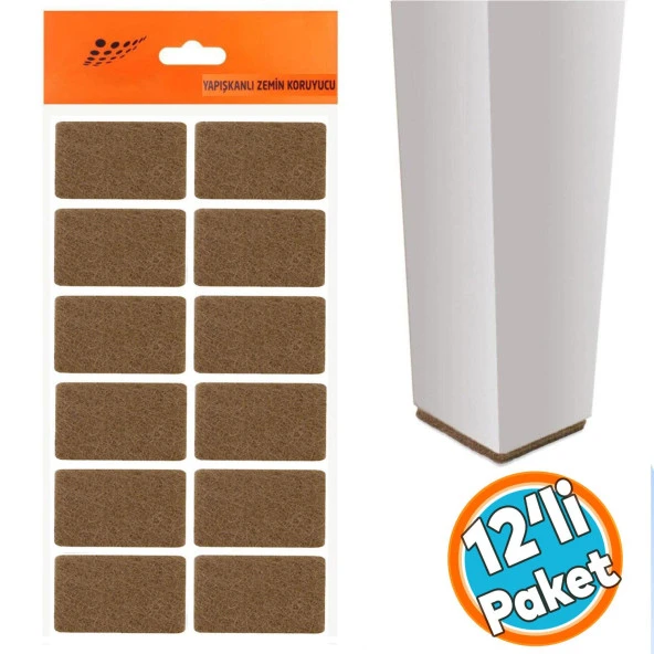 Masa Sandalye Parke Zemin Koruyucu Keçe Yapışkanlı Dikdörtgen 35x55 mm (12'li Paket) ürün görseli 1