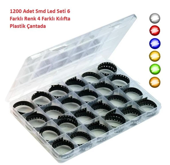 1200 Adet Smd Led Seti 6 Farklı Renk 4 Farklı Kılıfta Plastik Çantada ürün görseli 1