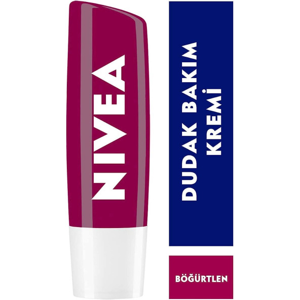 NIVEA Böğürtlen Dudak Bakım Kremi, 24 Saat Nem, Hafif Bordo Işıltı, Doğal Yağlar ile Gün Boyu Dudak Bakımı, Böğürtlen Kokusu, 4.8 gr ürün görseli 1