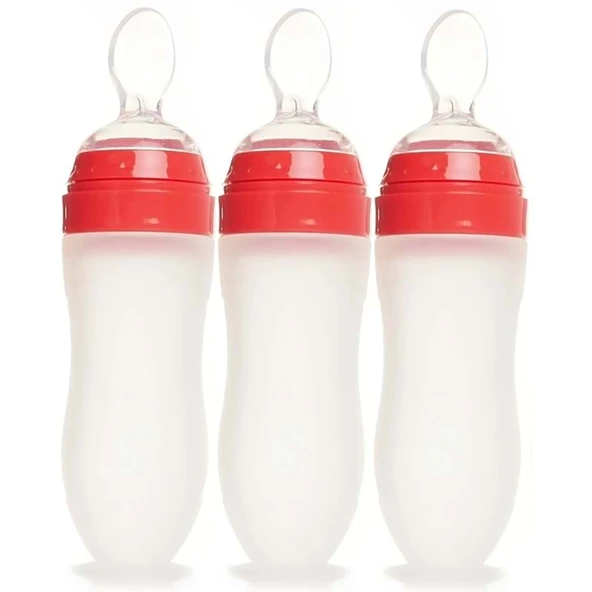 Bebedor Silikon Kaşıklı Biberon 120ML +6 Ay Şeffaf (Kod:7509) (3 Lü Set) ürün görseli 1