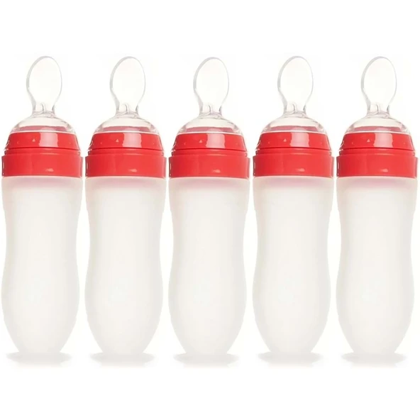 Bebedor Silikon Kaşıklı Biberon 120ML +6 Ay Şeffaf (Kod:7509) (5 Li Set) ürün görseli 1