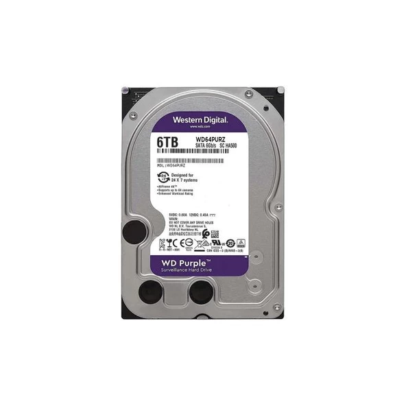 Wd Purple Wd64Purz 6Tb 256Mb 5400 Rpm 7/24 Güvenlik Diski ürün görseli 1