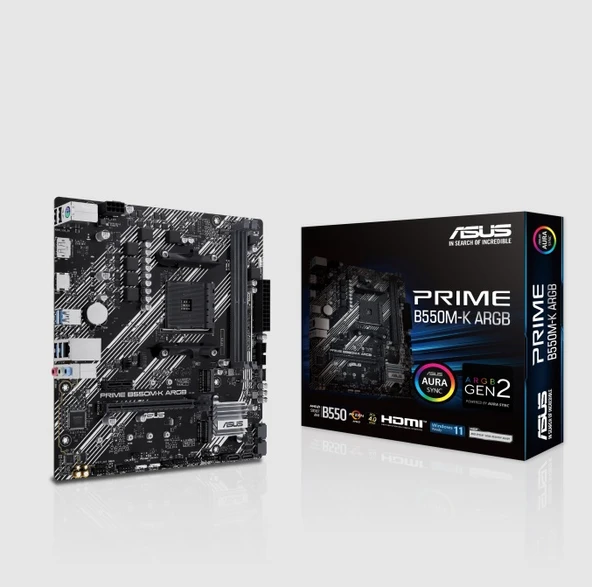 Asus Prime B550M-K Argb Am4 Ryzen Ddr4 Hdmi Dp 90Mb1Gc0-M0Eay0 ürün görseli 1