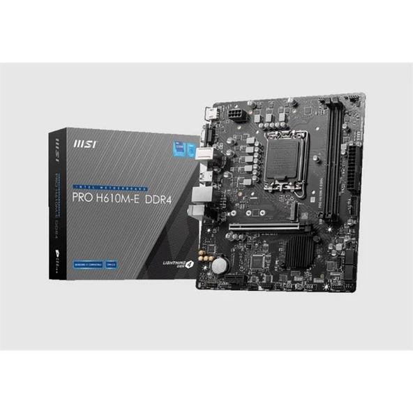 Msı Pro H610M-E Ddr4 Soket 1700 Ddr4 3200(Oc) Hdmı Vga M.2 Usb3.2 1X 1G Lan Matx ürün görseli 1
