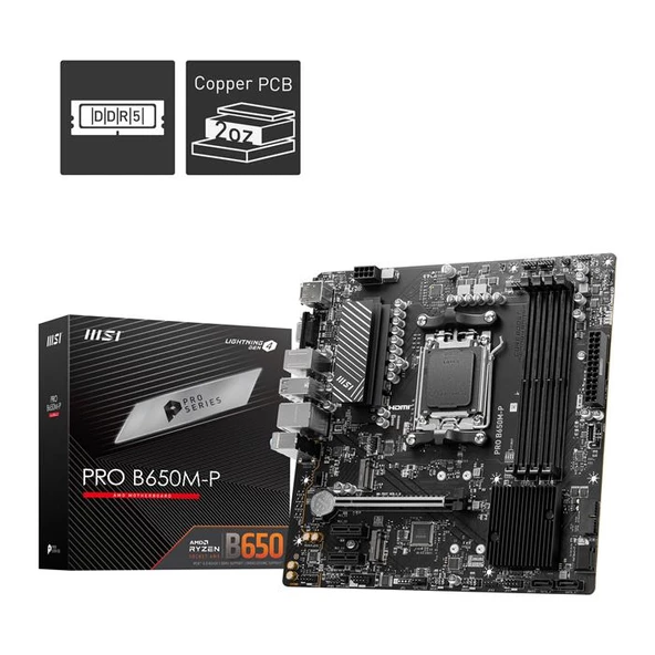 Msı Pro B650M-P Ddr5 Am5 6000(Oc) M.2 Hdmı Dp Matx ürün görseli 1