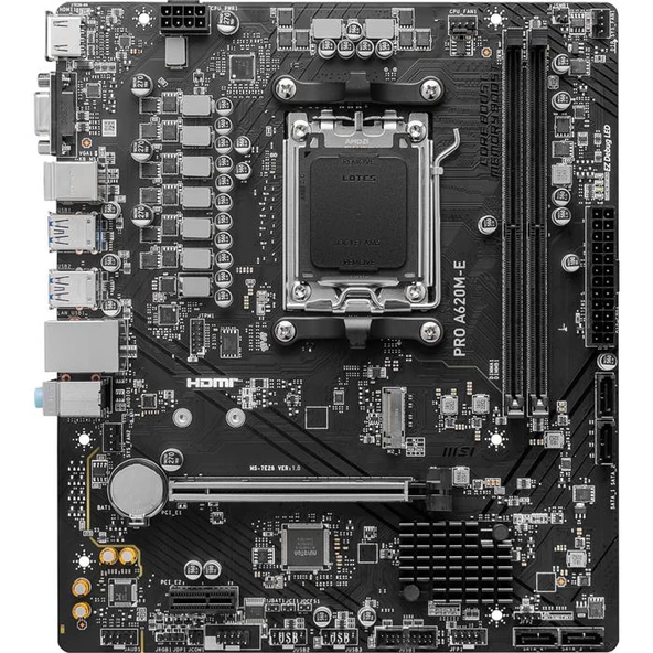 Msı Pro A620M-E Ddr5 Am5 6000(Oc) Hdmı Dp Usb 3.2 Matx - Resim 2