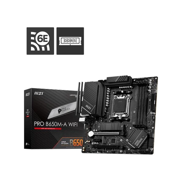 Msı Pro B650M-A Wıfı Am5 Ddr5 6400Mhz(Oc) Usb3.2 2.5G Lan Wıfı 6E Anakart ürün görseli 1