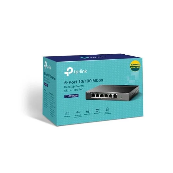 Tp-Link TL-SF1006P 5 Port 4 Port Poe+ 10-100 Mbps 2 Port Uplink Switch ürün görseli 1