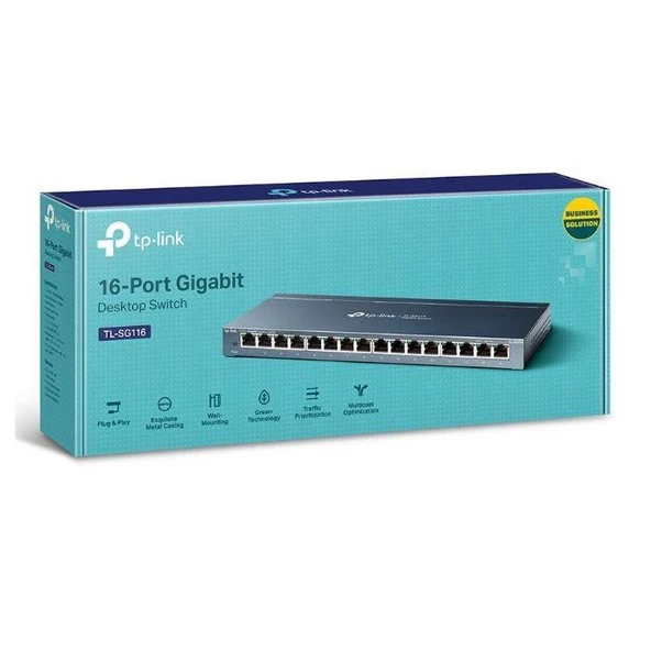 Tp-Link TL-SG116 16 Port 10-100-1000 Mbps Switch Çelik Kasa ürün görseli 1
