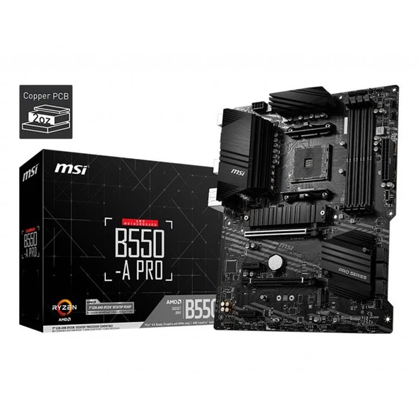 MSI B550-A PRO DDR4 M2 PCIe NVME HDMI DP PCIe 16X v4.0 AM4 ATX ürün görseli 1
