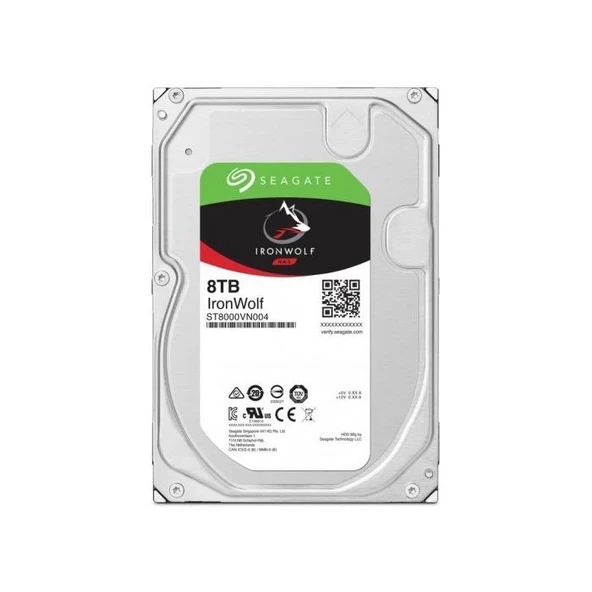 Seagate 8Tb ST8000VN004 Ironwolf 3,5" 7200Rpm 256Mb Rv Sensör, Sata 3, 7-24  Nas Diski ürün görseli 1
