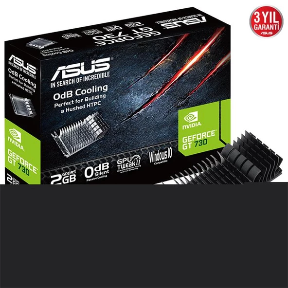 Asus Nvidia GeForce GT730 2GB 64Bit GDDR5 (Analog+HDMI+DVI) Ekran Kartı GT730-SL-2GD5-BRK ürün görseli 1