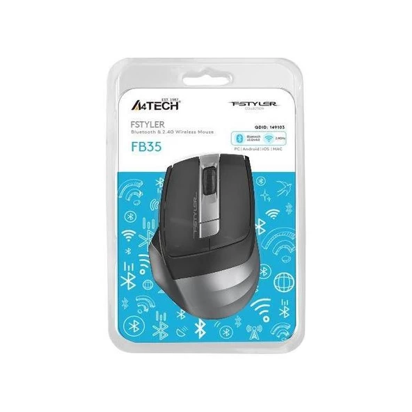 A4 Tech FB35 Optık Mouse Bluetooth+Nano Usb Grı - Resim 2