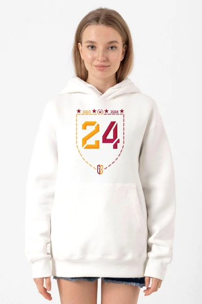 24 Şampiyonluk Beyaz Kadın 3ip Kapşonlu Sweatshirt ürün görseli 1