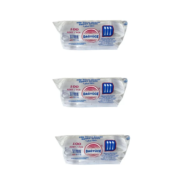 Dağyüce Plastik Şeffaf Sup Kaşık - Tatlı Kaşığı - 100 Adetlik 3 Paket - 300 Adet ürün görseli 1