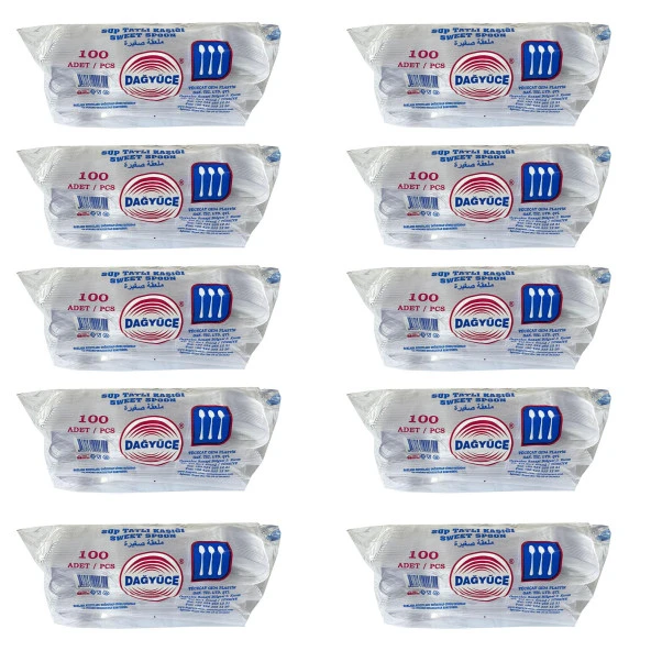 Dağyüce Plastik Şeffaf Sup Kaşık - Tatlı Kaşığı - 100 Adetlik 10 Paket - 1000 Adet ürün görseli 1