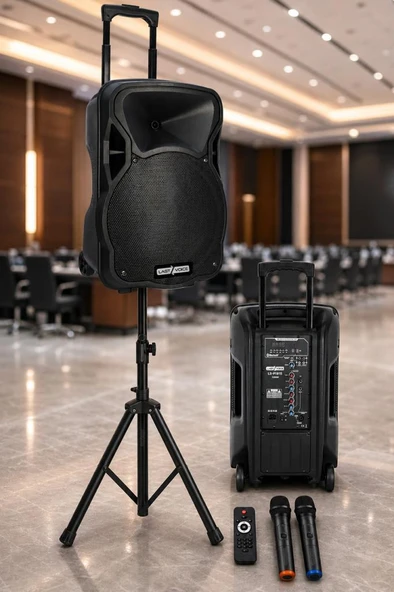Lastvoice LS-P1915EE-ST Portatif Taşınabilir Mikrofonlu Stantlı Seyyar Ses Sistemi 15 İNÇ 1200 WATT ürün görseli 1