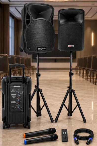 Lastvoice LS-P1915EE-PAK Portatif Taşınabilir Şarjlı Ses Sistemi Aktif + Pasif Set (1200W + 800W) ürün görseli 1