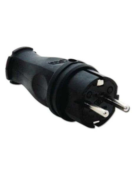 Tp Electric 3101-301-0300 1X16A Kauçuk Düz Fiş Siyah Vidalı IP44 ürün görseli 1