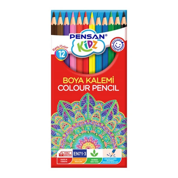 Pensan Kidz Kuru Boya 12 Renk Tam Boy ürün görseli 1