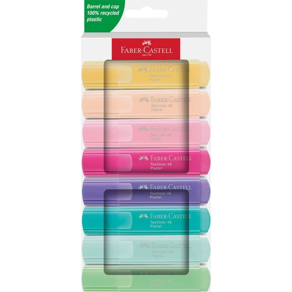 Faber Castell Textliner 46 Fosforlu Kalem 8'li Pastel Renkler 2024 Seti ürün görseli 1