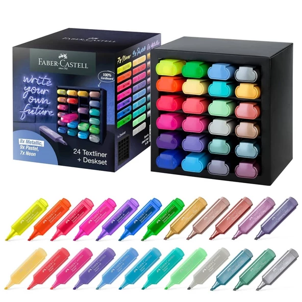Faber Castell Textliner 46 Fosforlu Kalem 24 Renk Masa Seti ürün görseli 1