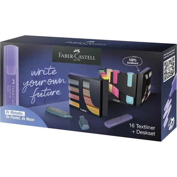 Faber Castell Textliner 46 Fosforlu Kalem 16 Renk Masa Seti ürün görseli 1