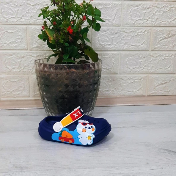 Calx 9041 Lacivert Beyaz crks Tavşan Fifürlü Erkek Çocuk Terlik ürün görseli 1
