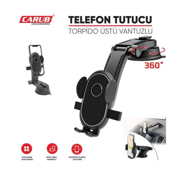 CARUB Telefon Tutucu Ayarlı Carbon Vantuzlu ürün görseli 1