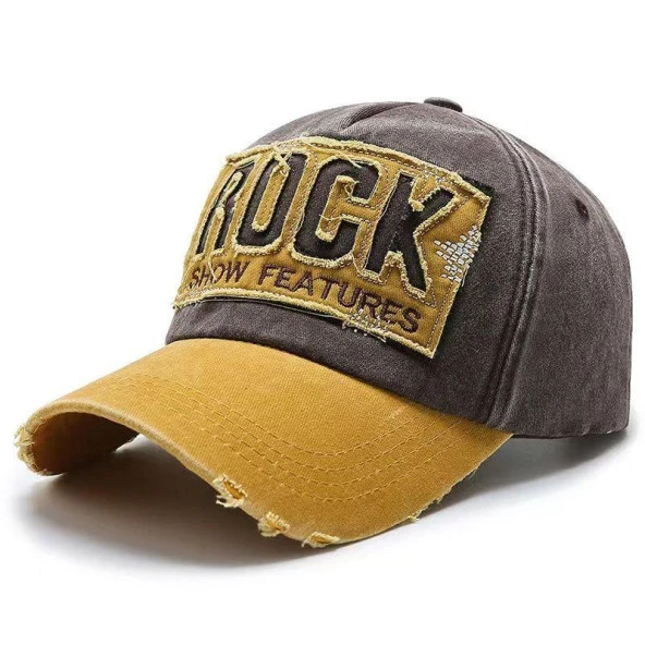 Valkyrie Rock Eskitme Trucker Şapka Unisex Metal Tokalı Ayarlanabilir Vintage Hardal ürün görseli 1