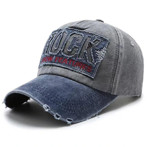 Valkyrie Rock Eskitme Trucker Şapka Unisex Metal Tokalı Ayarlanabilir Vintage Siyah Mavi ürün görseli 1