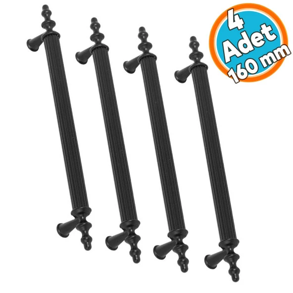 Mobilya Çekmece Dolap Kapak Kulpu Kulbu Siyah Metal Kulp 160 mm (4 ADET) ürün görseli 1