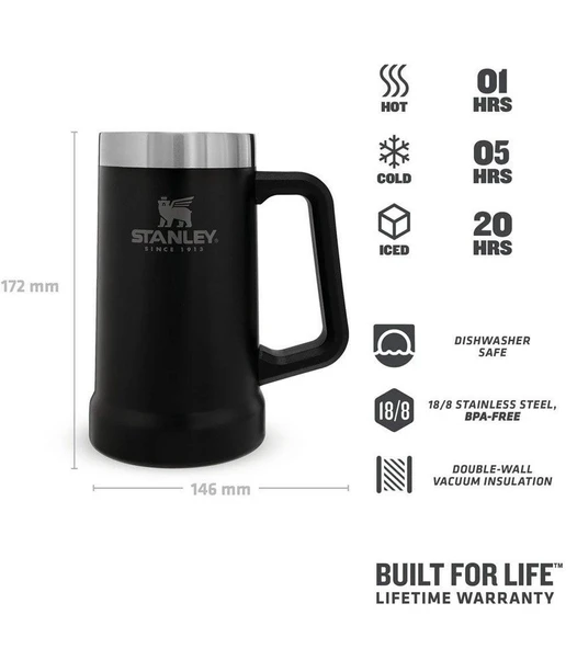 Stanley Çeli̇k Termos Bardak Si̇yah 0.70 Li̇tre - Resim 2