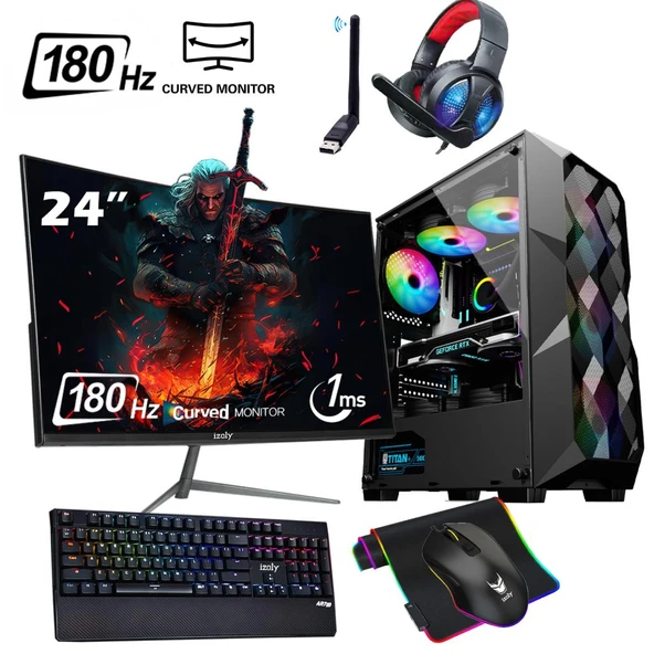 İZOLY Geralt i5-10400F 16GB 512GB M.2 NVMe SSD RX 580 8GB 24" 180HZ Oyuncu Oem Seti ürün görseli 1
