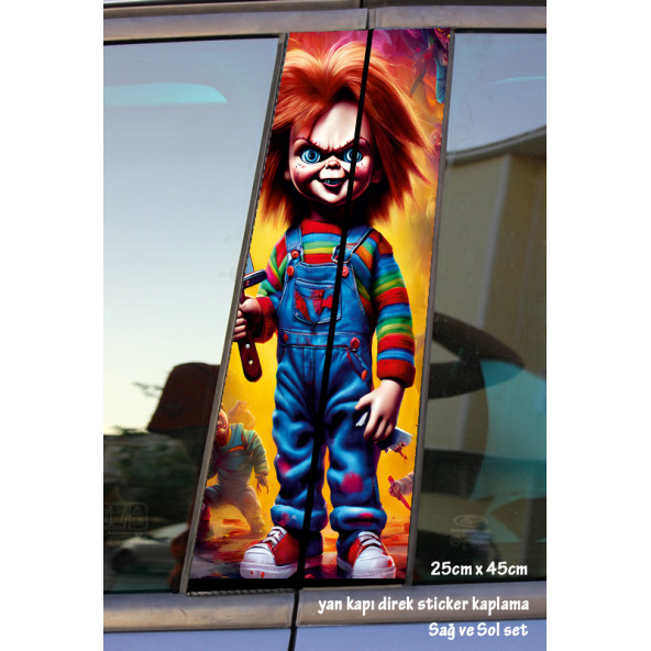 psikopat bebek - yan kapı direk kaplama folyosu - 2 adet sol sağ sticker set ürün görseli 1