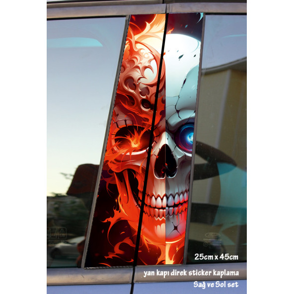 terminatör robot - yan kapı direk kaplama folyosu - 2 adet sol sağ sticker set ürün görseli 1