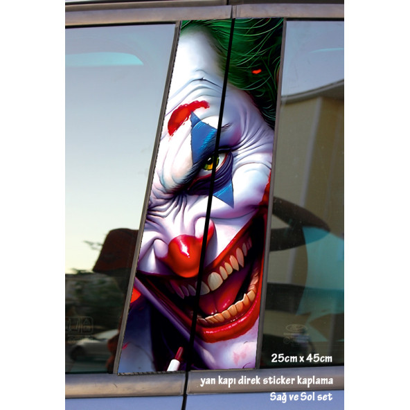 joker gülen surat psikopat- yan kapı direk kaplama folyosu - 2 adet sol sağ sticker set ürün görseli 1